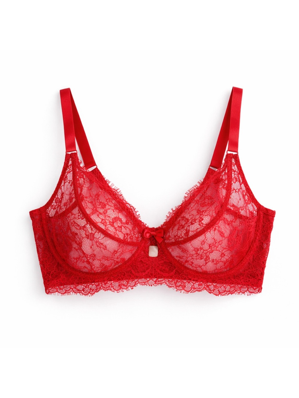 NWOT Victoria’s Secret 34 D red lace unlined demi bra